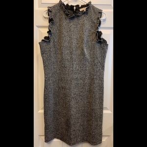LOFT Tweed Sheath Dress with Ruffle Details